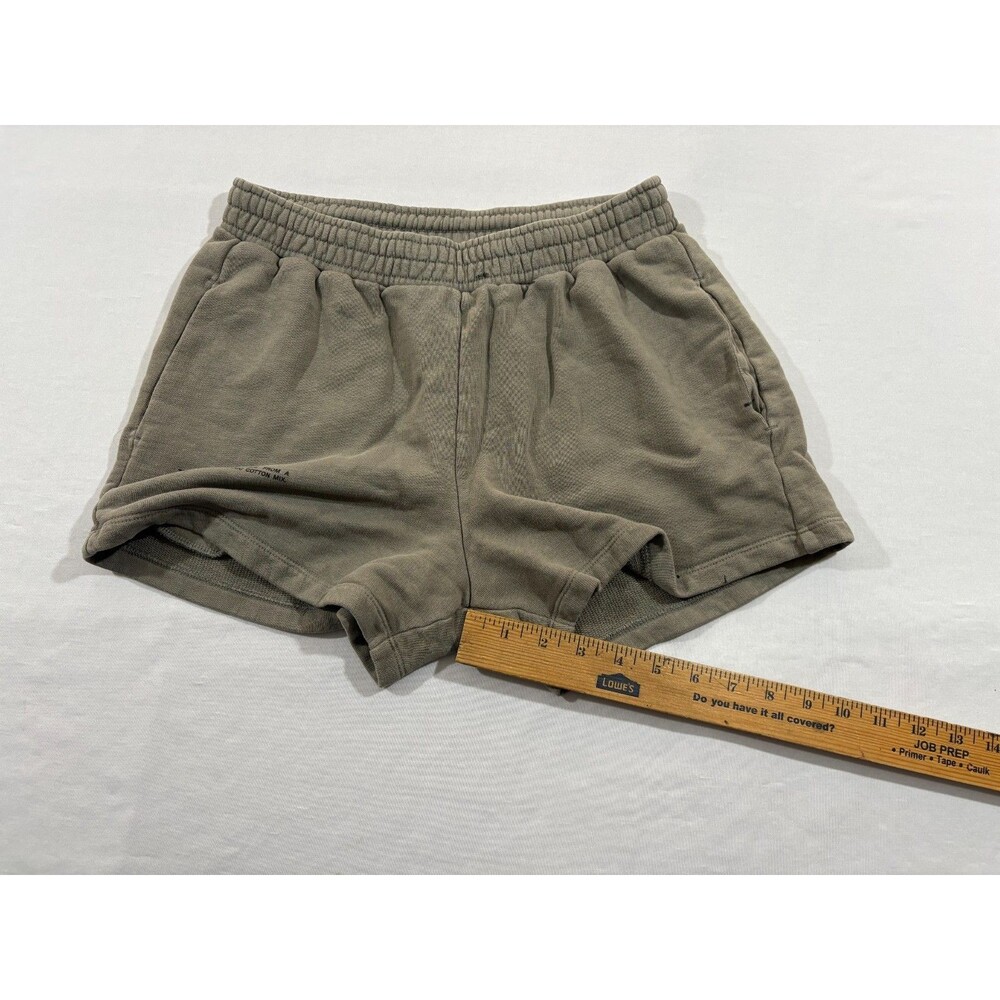 Pangaia Womens Sweat Shorts Beige Organic Recycled Cotton Mini Booty Gym Run S - Picture 5 of 9